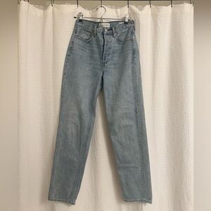Aritzia Denim Forum The Boyfriend High Rise Loose Light Wash Jeans
